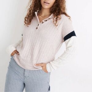 Madewell Striped Bowden Henley Sweater In Coziest Yarn